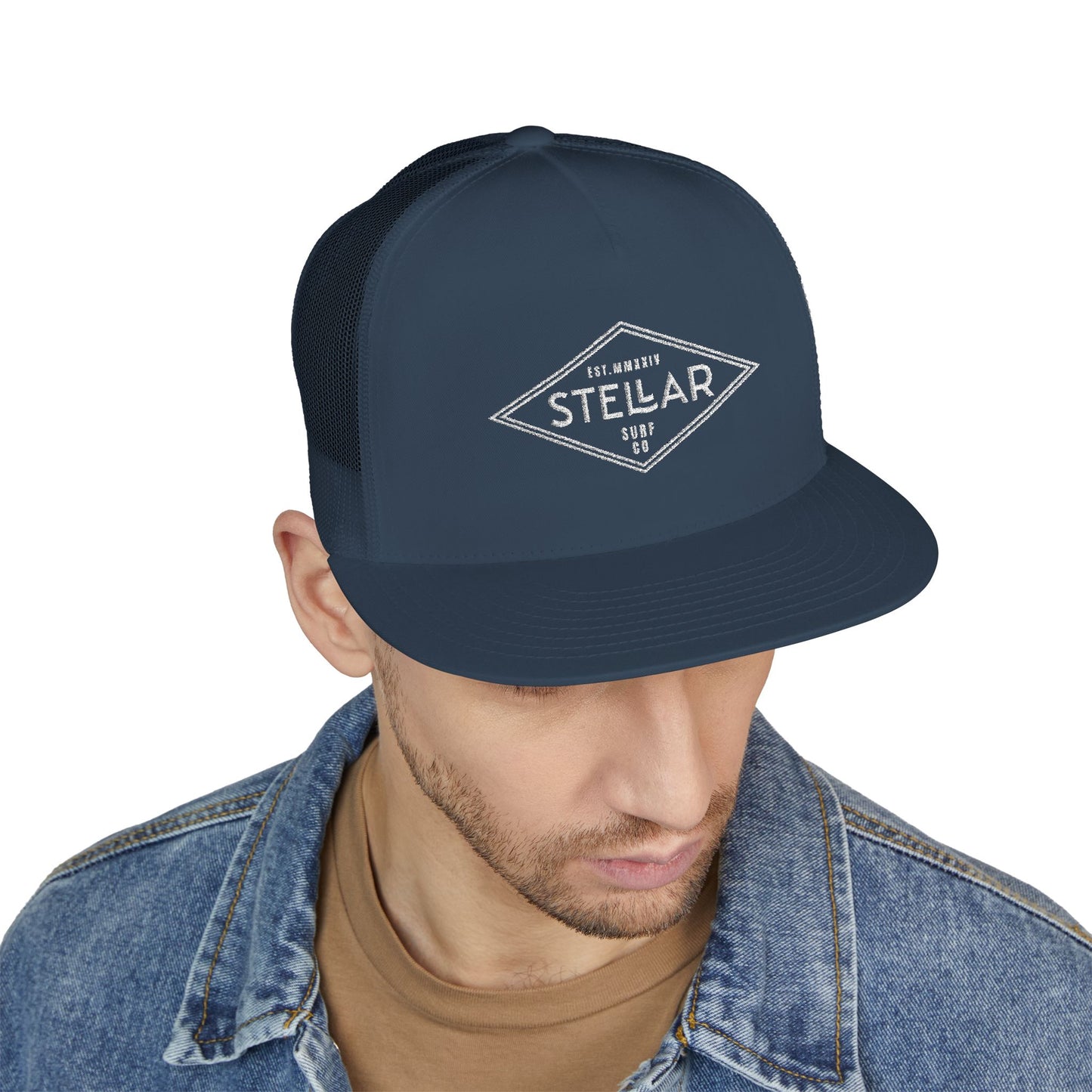 Tri Embroidered 5 Panel Trucker Cap