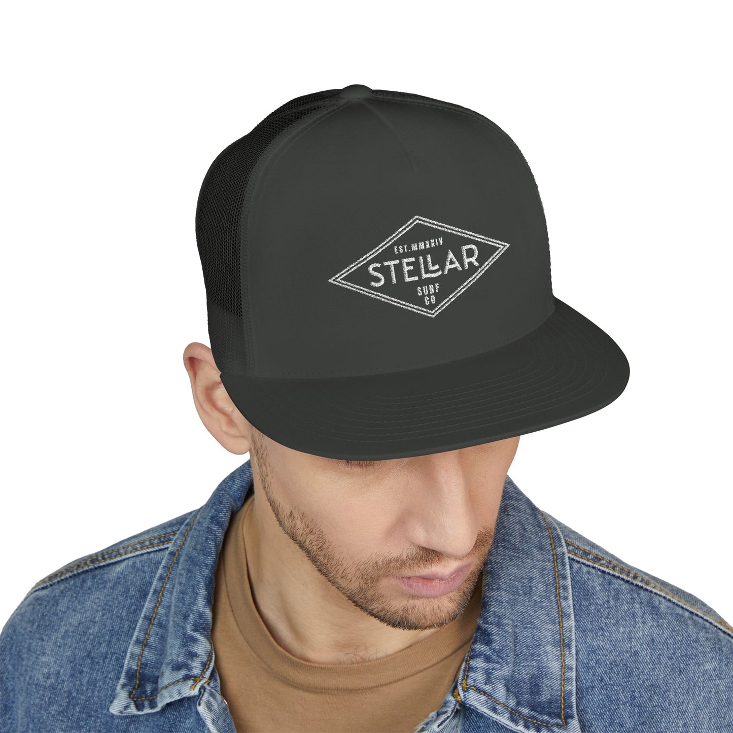 Tri Embroidered 5 Panel Trucker Cap