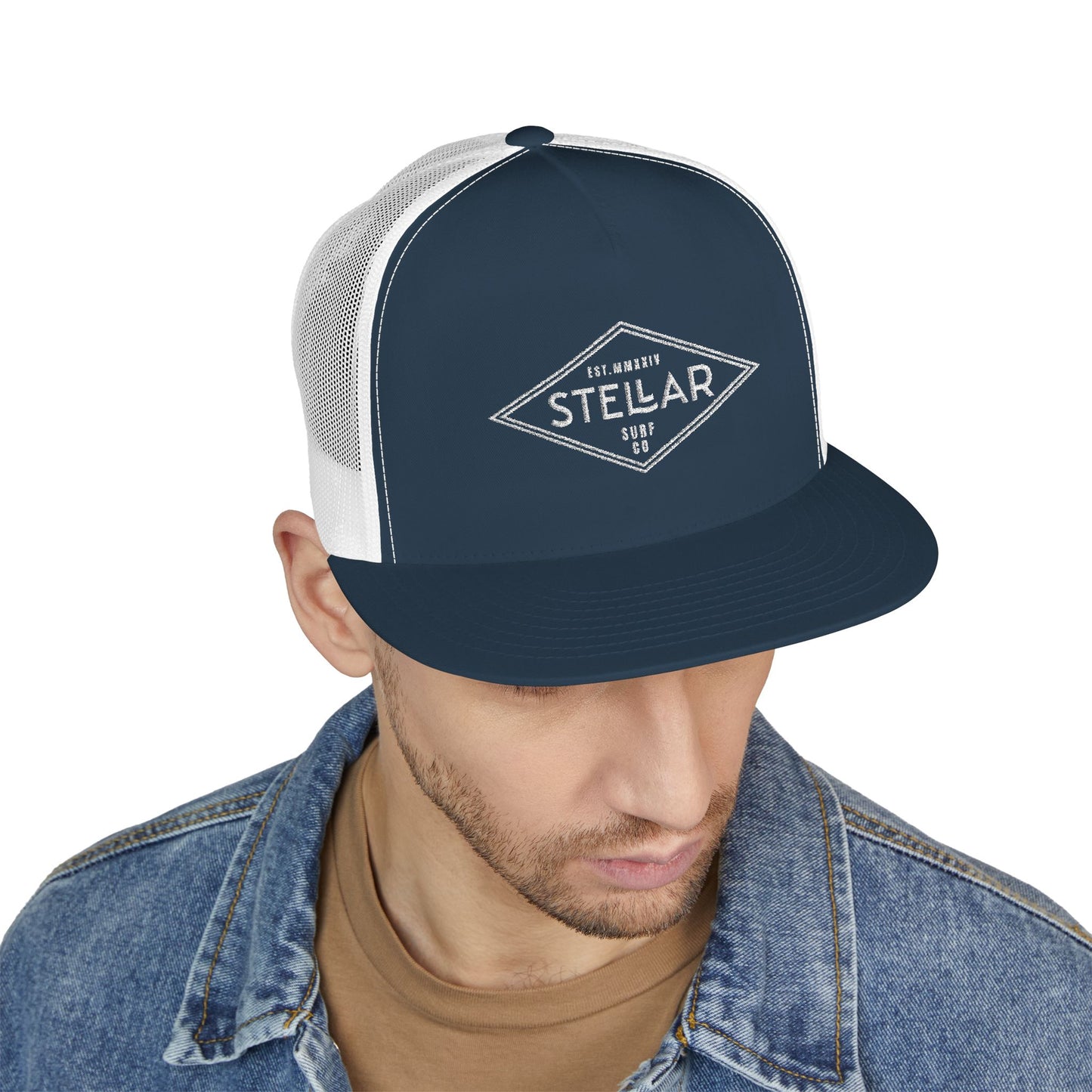 Tri Embroidered 5 Panel Trucker Cap