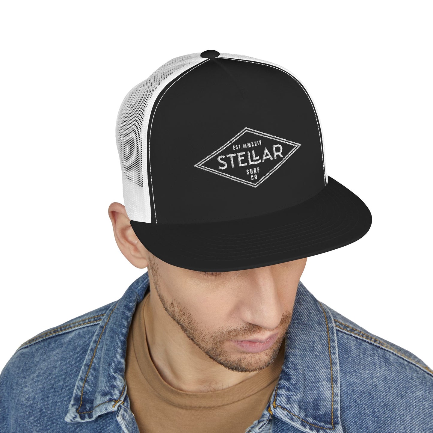 Tri Embroidered 5 Panel Trucker Cap