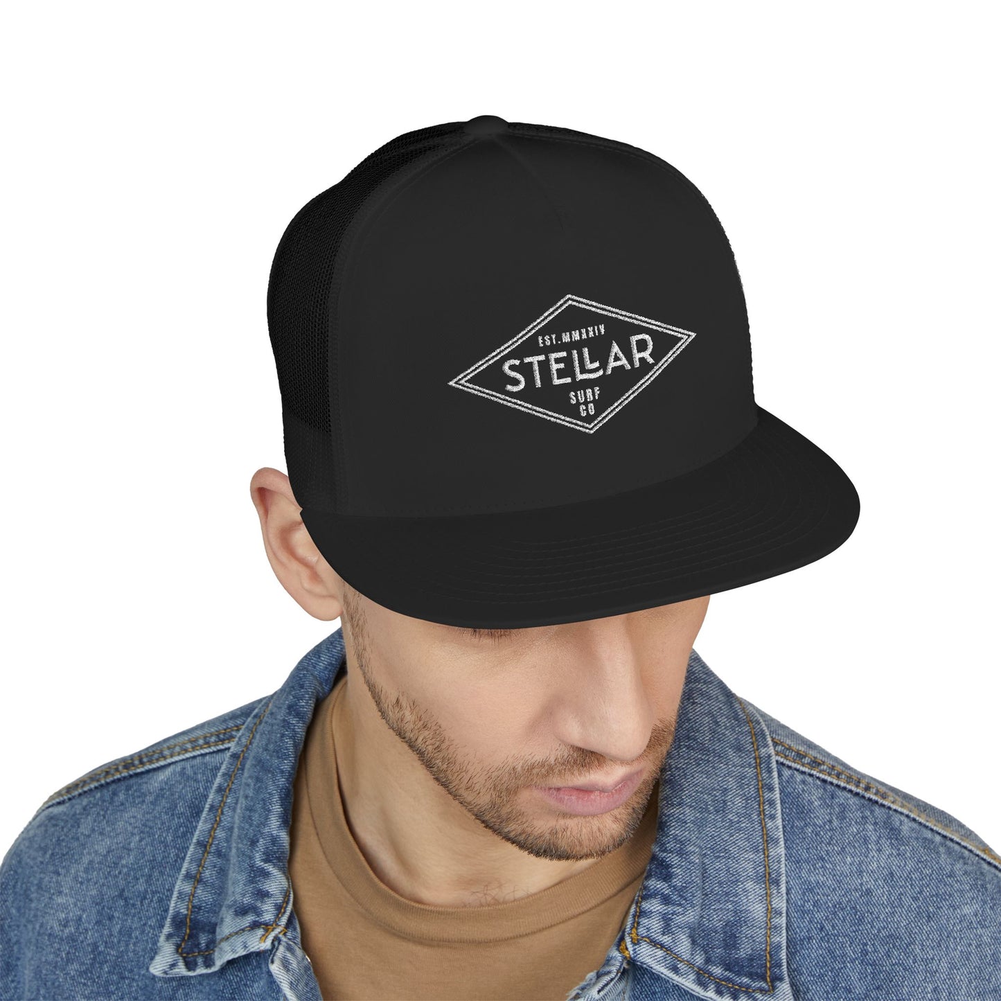 Tri Embroidered 5 Panel Trucker Cap