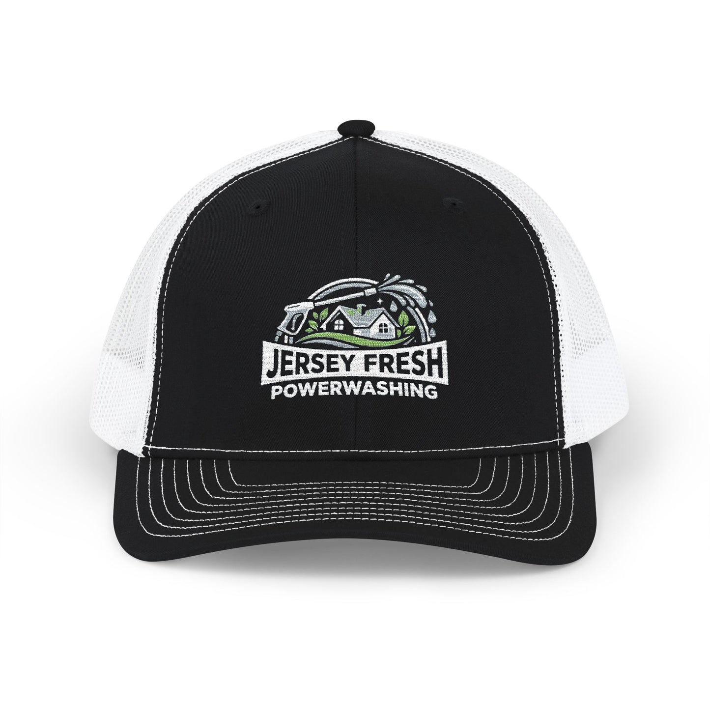 Embroidered Trucker Hat — "Jersey Fresh Powerwashing" Logo Snapback