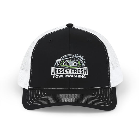 Embroidered Trucker Hat — "Jersey Fresh Powerwashing" Logo Snapback