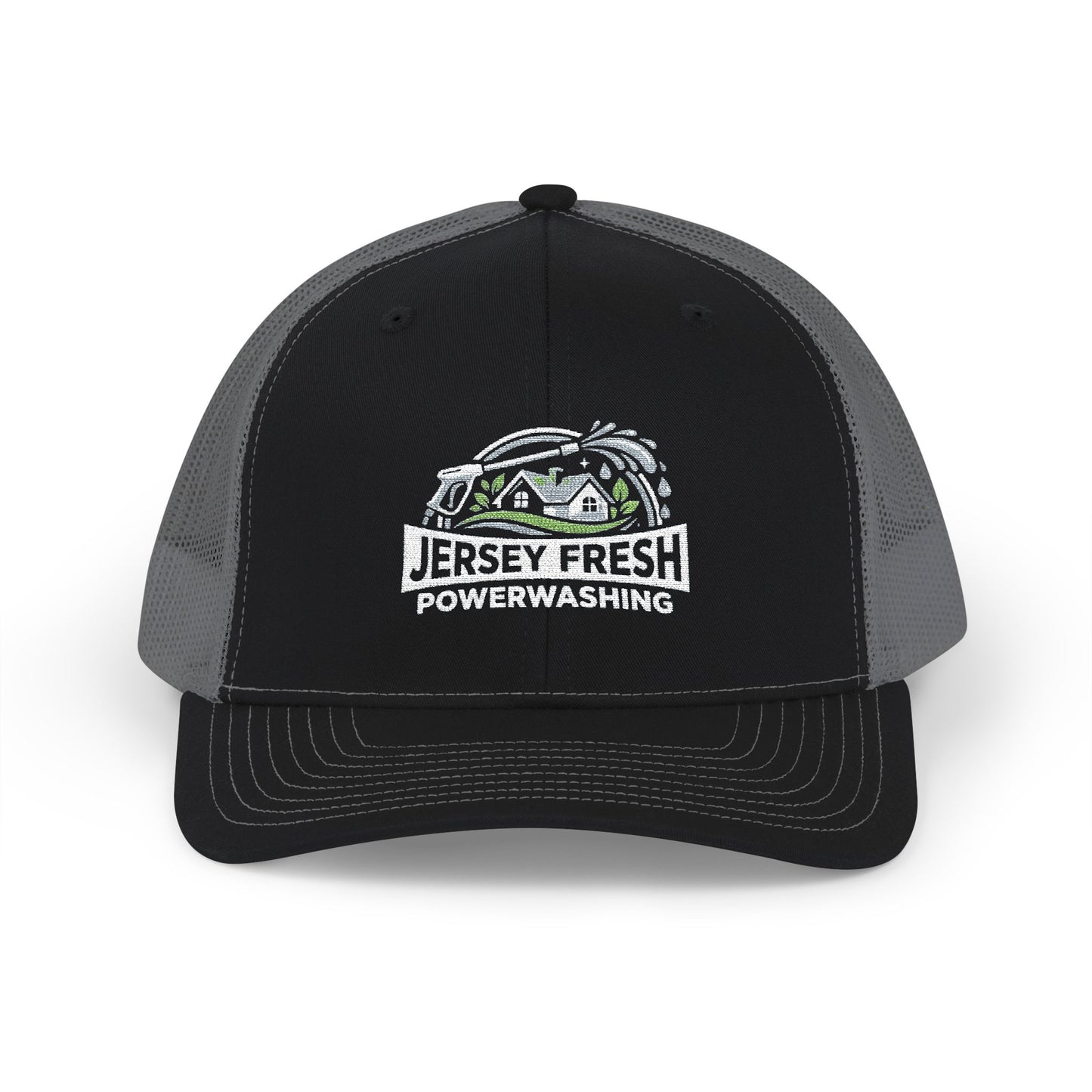 Embroidered Trucker Hat — "Jersey Fresh Powerwashing" Logo Snapback