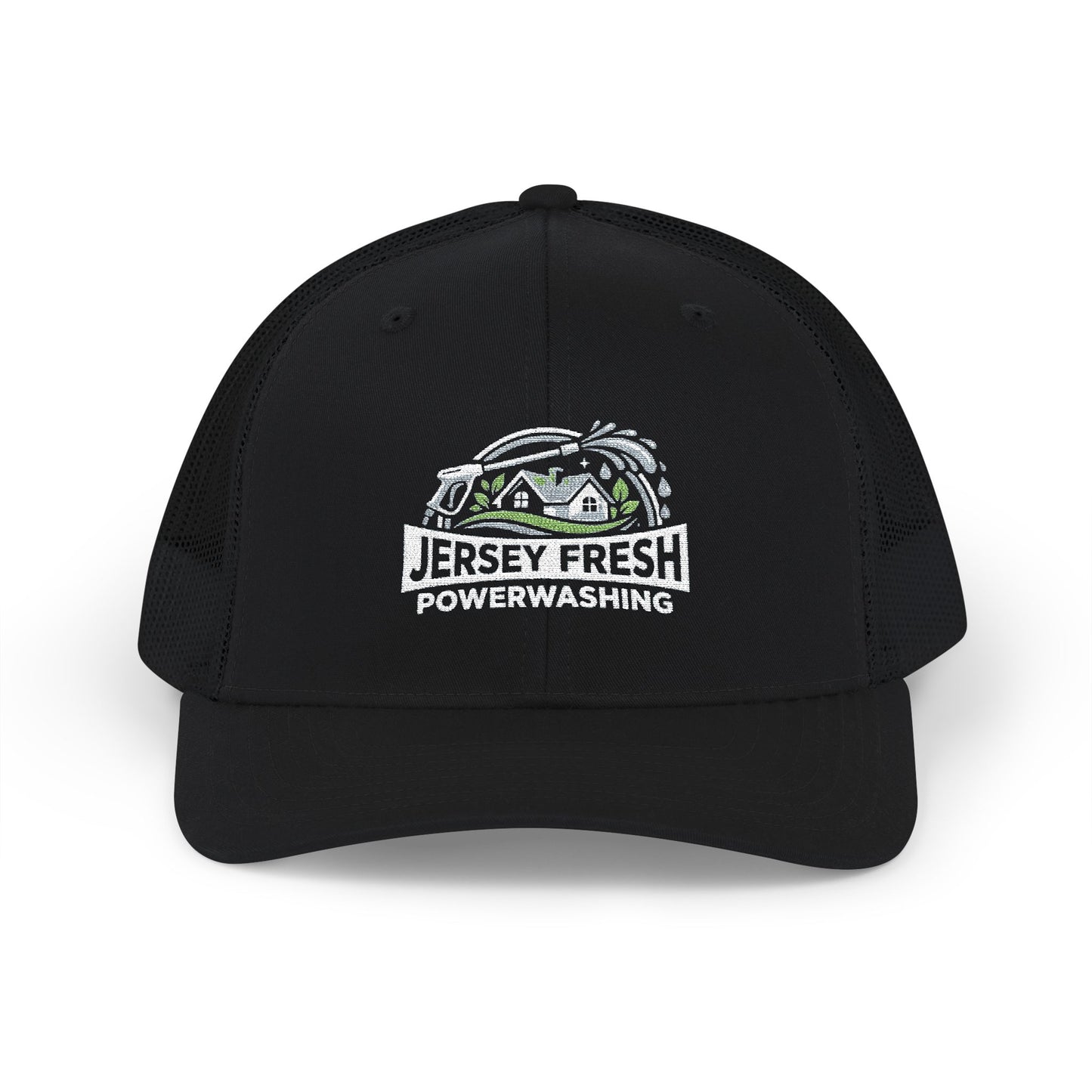 Embroidered Trucker Hat — "Jersey Fresh Powerwashing" Logo Snapback